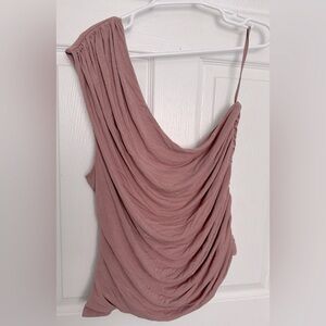 Elegant Mauve Drape One-Shoulder Top